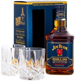 Jim Beam Double Oak + 2 pohárral 43% 0,7L