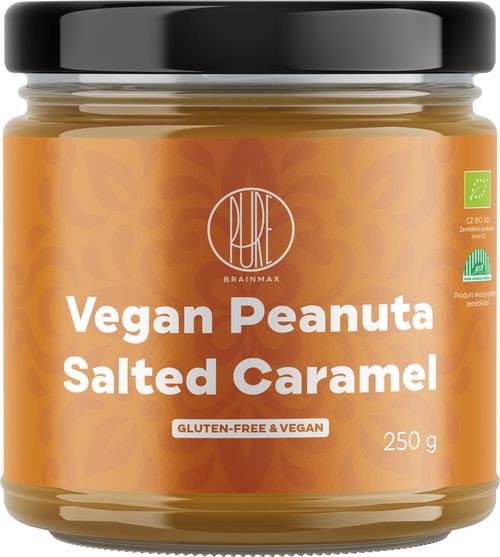 BrainMax Pure Vegan Peanuta, Mogyorókrém sós karamellel BIO, 250 g